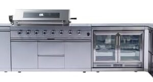 157-Inch 6-Burner 96000 BTU Propane Gas Outdoor Kitchen Island - Stainless Steel Grill with Wine Cooler, Rotisserie, Granite Countertops, Storage Cabinets & Drawers, Silver : Patio, Lawn & Garden