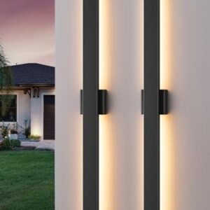 EDISHINE 2 Pack Modern Outdoor Wall Lights Dimmable, 39.3" Linear Led Exterior Wall Light, 3CCT, Iron & PC, IP65 Waterproof, Long Exterior Lighting Fixtures for Front Door, Stair, Black -