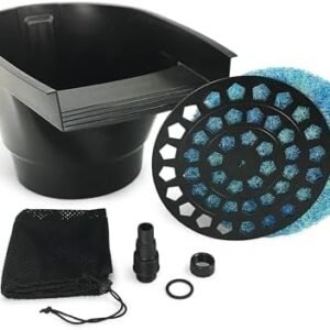 Aquascape Pond Filter and Waterfall Spillway, Efficient Mechanical and Biological Filtration, Compact | 77020,Black