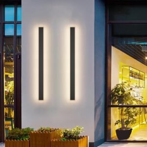 Aipsun 2 Pack Outdoor Wall Lights, 39.4inch Black LED Exterior Light Fixtures Wall Mount, Modern Porch Lights Wall Sconce, Long LED Linear Outside Lighting for Garage, Front Door 3000K -